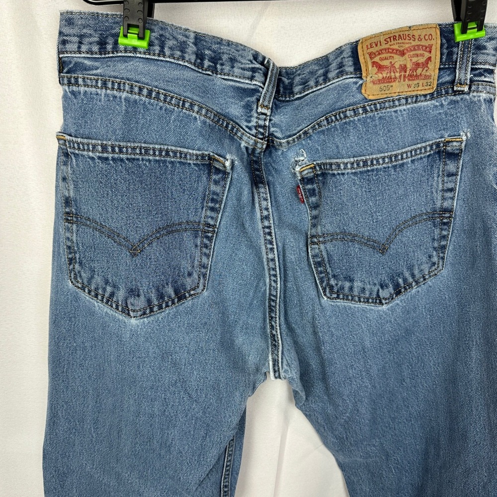 Vintage Levi's 505 Regular Fit Jeans Mens 36x32 Blue Baggy Distressed Worn